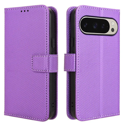 For Google Pixel 9 Pro Case Stand Card Holders PU Leather Phone Cover Diamond Texture