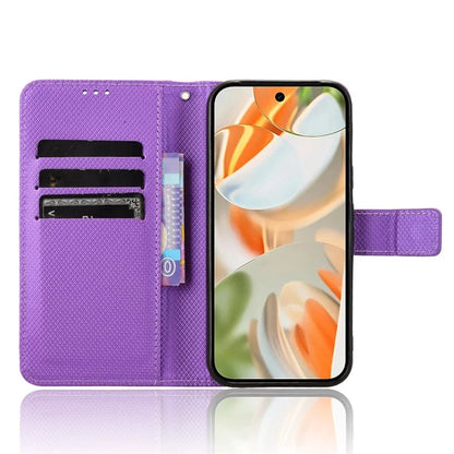 For Google Pixel 9 Pro Case Stand Card Holders PU Leather Phone Cover Diamond Texture