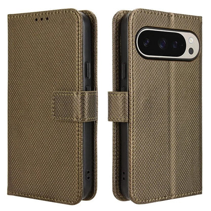 For Google Pixel 9 Pro Case Stand Card Holders PU Leather Phone Cover Diamond Texture