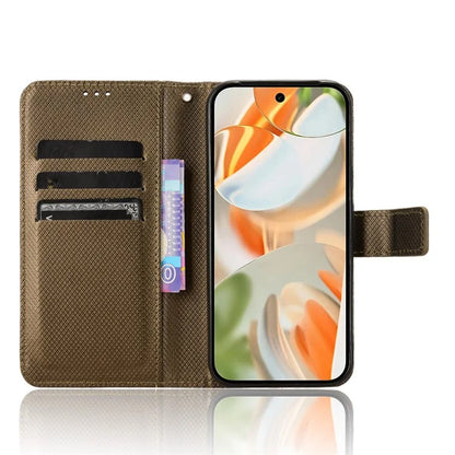 For Google Pixel 9 Pro Case Stand Card Holders PU Leather Phone Cover Diamond Texture