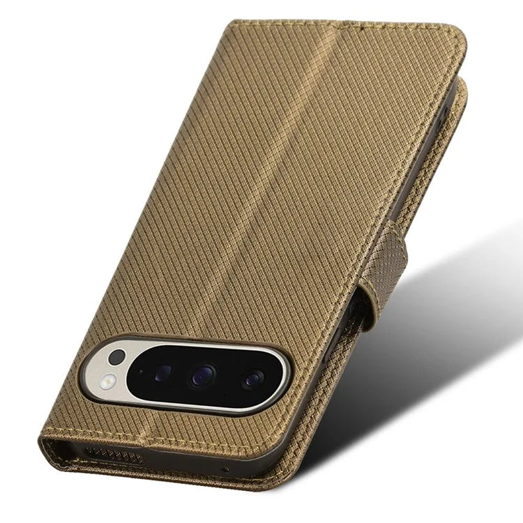 For Google Pixel 9 Pro Case Stand Card Holders PU Leather Phone Cover Diamond Texture