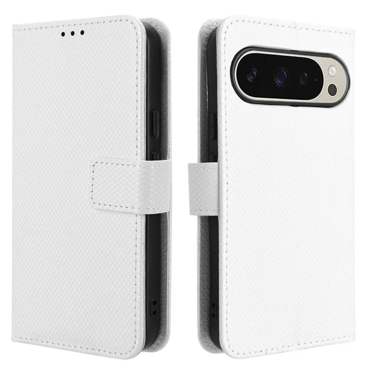 For Google Pixel 9 Pro Case Stand Card Holders PU Leather Phone Cover Diamond Texture