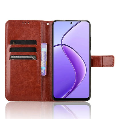 For Realme 12 5G / 12x 5G Wallet Case Crazy Horse Texture Stand Leather Phone Cover