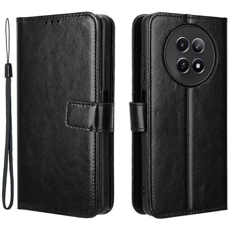 For Realme 12 5G / 12x 5G Wallet Case Crazy Horse Texture Stand Leather Phone Cover