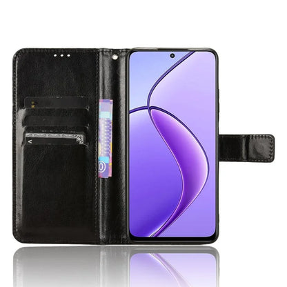 For Realme 12 5G / 12x 5G Wallet Case Crazy Horse Texture Stand Leather Phone Cover