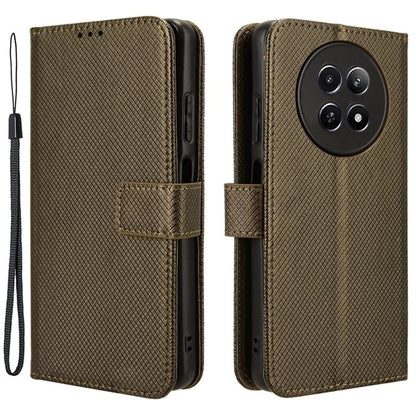 For Realme 12 5G / 12x 5G Case with Wrist Strap Diamond Texture Phone Wallet Cover