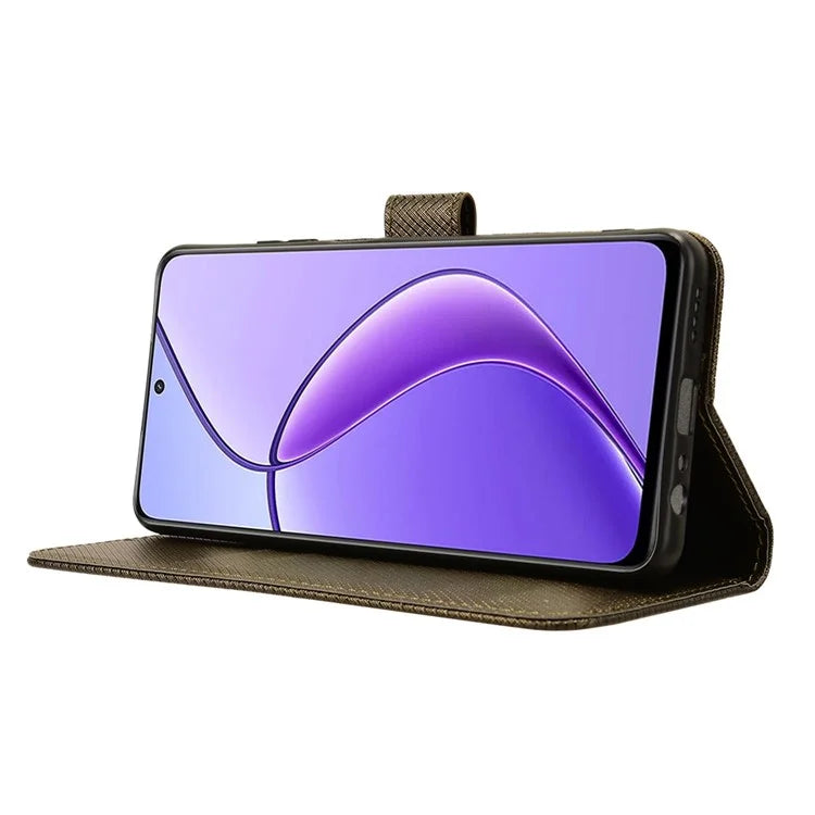 For Realme 12 5G / 12x 5G Case with Wrist Strap Diamond Texture Phone Wallet Cover