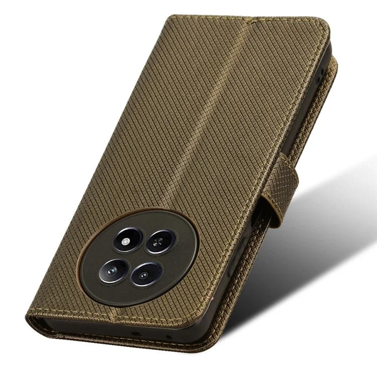 For Realme 12 5G / 12x 5G Case with Wrist Strap Diamond Texture Phone Wallet Cover