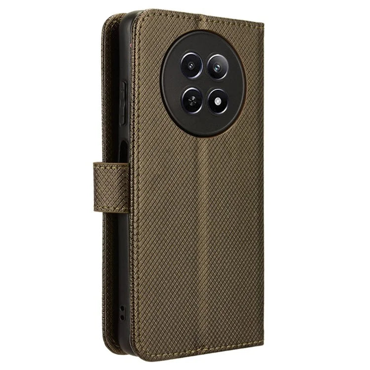 For Realme 12 5G / 12x 5G Case with Wrist Strap Diamond Texture Phone Wallet Cover