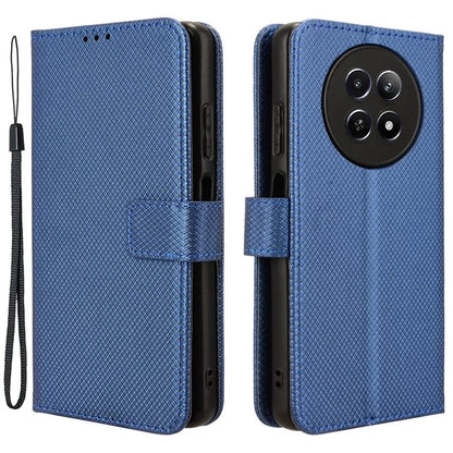 For Realme 12 5G / 12x 5G Case with Wrist Strap Diamond Texture Phone Wallet Cover