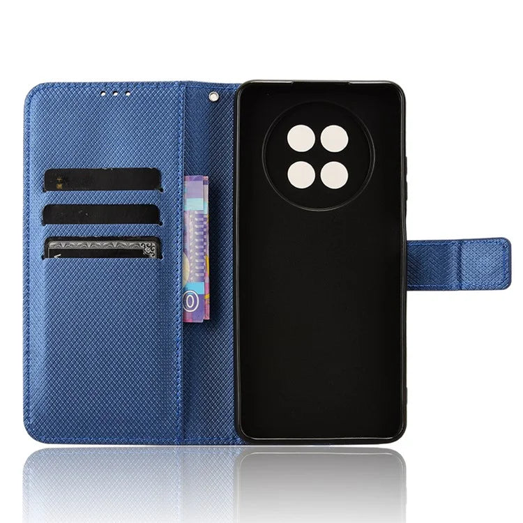 For Realme 12 5G / 12x 5G Case with Wrist Strap Diamond Texture Phone Wallet Cover