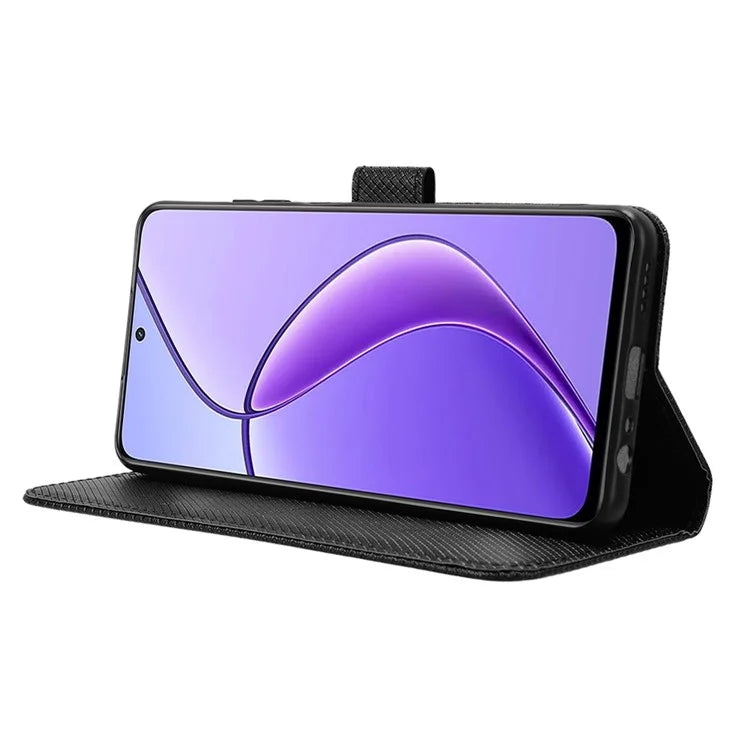 For Realme 12 5G / 12x 5G Case with Wrist Strap Diamond Texture Phone Wallet Cover