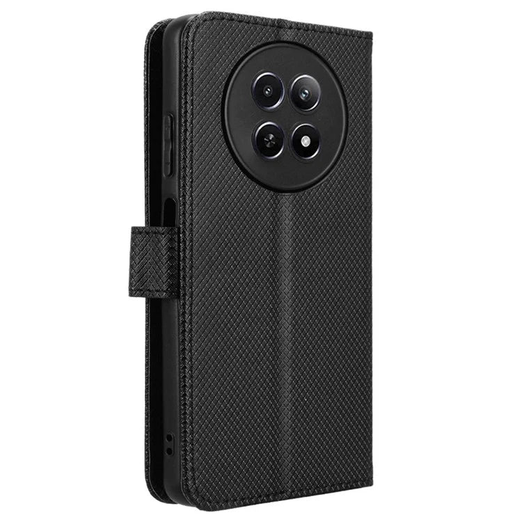 For Realme 12 5G / 12x 5G Case with Wrist Strap Diamond Texture Phone Wallet Cover