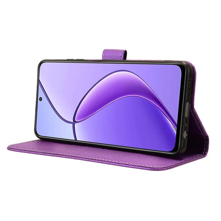 For Realme 12 5G / 12x 5G Case with Wrist Strap Diamond Texture Phone Wallet Cover