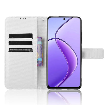 For Realme 12 5G / 12x 5G Case with Wrist Strap Diamond Texture Phone Wallet Cover
