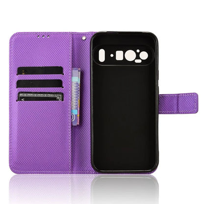 For Google Pixel 9 Pro XL Case Diamond Texture PU Leather Protective Phone Cover