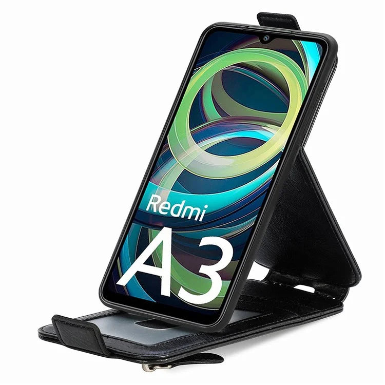 For Xiaomi Redmi A3 / Poco C61 4G Case PU Leather Card Holder Phone Stand Cover Vertical Flip