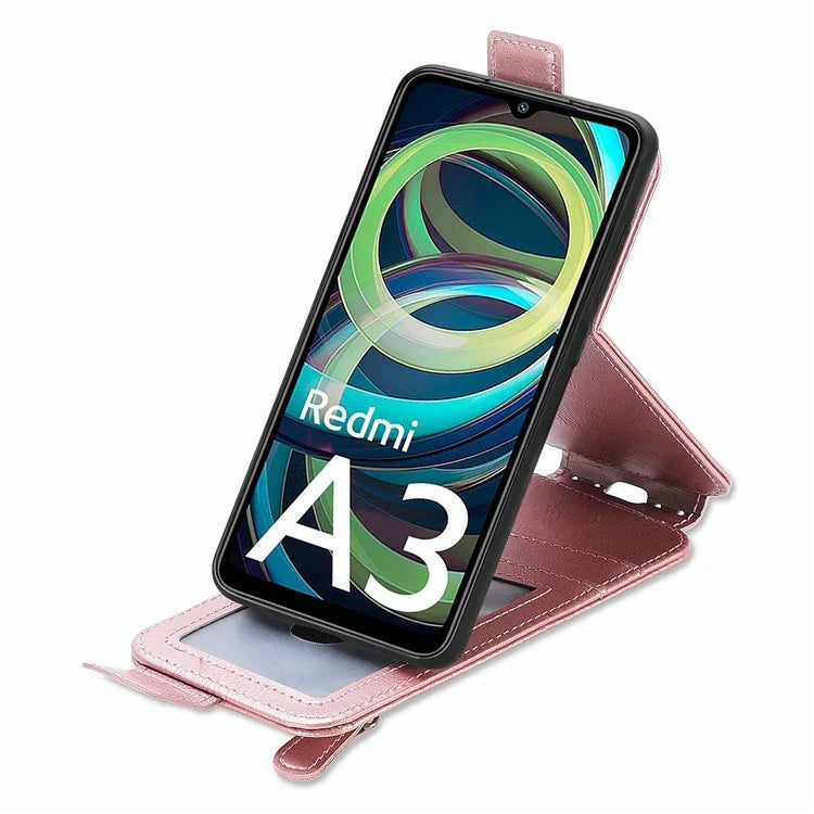 For Xiaomi Redmi A3 / Poco C61 4G Case PU Leather Card Holder Phone Stand Cover Vertical Flip
