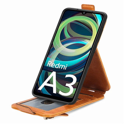For Xiaomi Redmi A3 / Poco C61 4G Case PU Leather Card Holder Phone Stand Cover Vertical Flip