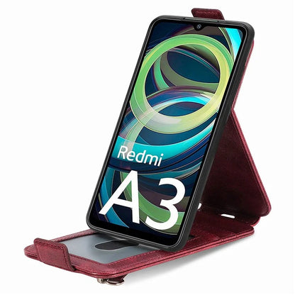 For Xiaomi Redmi A3 / Poco C61 4G Case PU Leather Card Holder Phone Stand Cover Vertical Flip