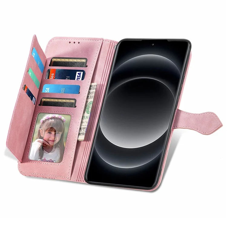 For Xiaomi 14 Ultra Case Flower Imprinted Zipper Pocket Leather Phone Cover