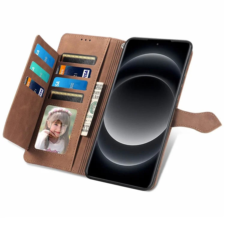 For Xiaomi 14 Ultra Case Flower Imprinted Zipper Pocket Leather Phone Cover