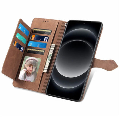 For Xiaomi 14 Ultra Case Flower Imprinted Zipper Pocket Leather Phone Cover