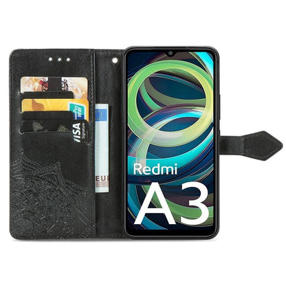For Xiaomi Redmi A3 / Poco C61 4G Case PU Leather Embossed Phone Cover with Card Slots