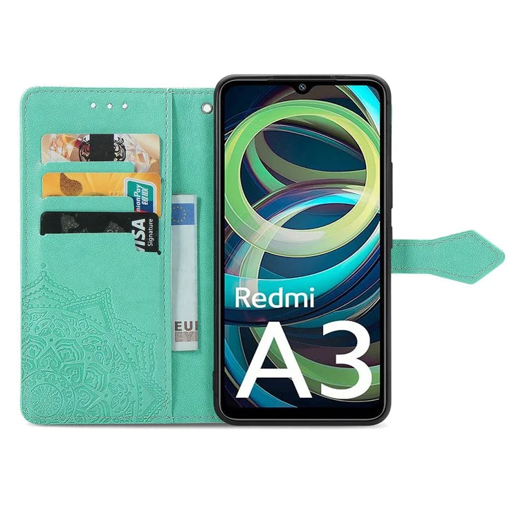 For Xiaomi Redmi A3 / Poco C61 4G Case PU Leather Embossed Phone Cover with Card Slots