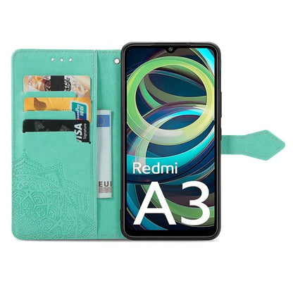 For Xiaomi Redmi A3 / Poco C61 4G Case PU Leather Embossed Phone Cover with Card Slots