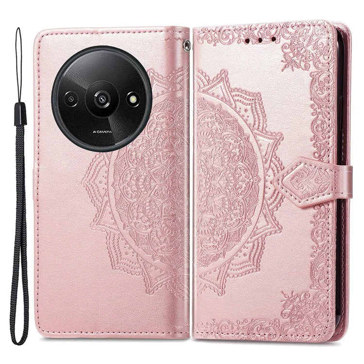 For Xiaomi Redmi A3 / Poco C61 4G Case PU Leather Embossed Phone Cover with Card Slots