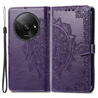 For Xiaomi Redmi A3 / Poco C61 4G Case PU Leather Embossed Phone Cover with Card Slots