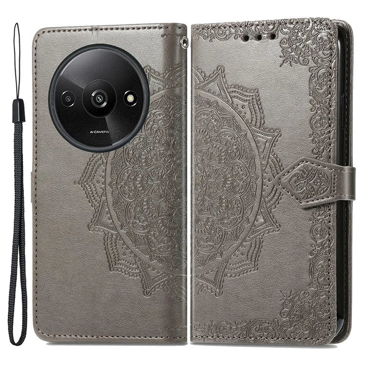 For Xiaomi Redmi A3 / Poco C61 4G Case PU Leather Embossed Phone Cover with Card Slots