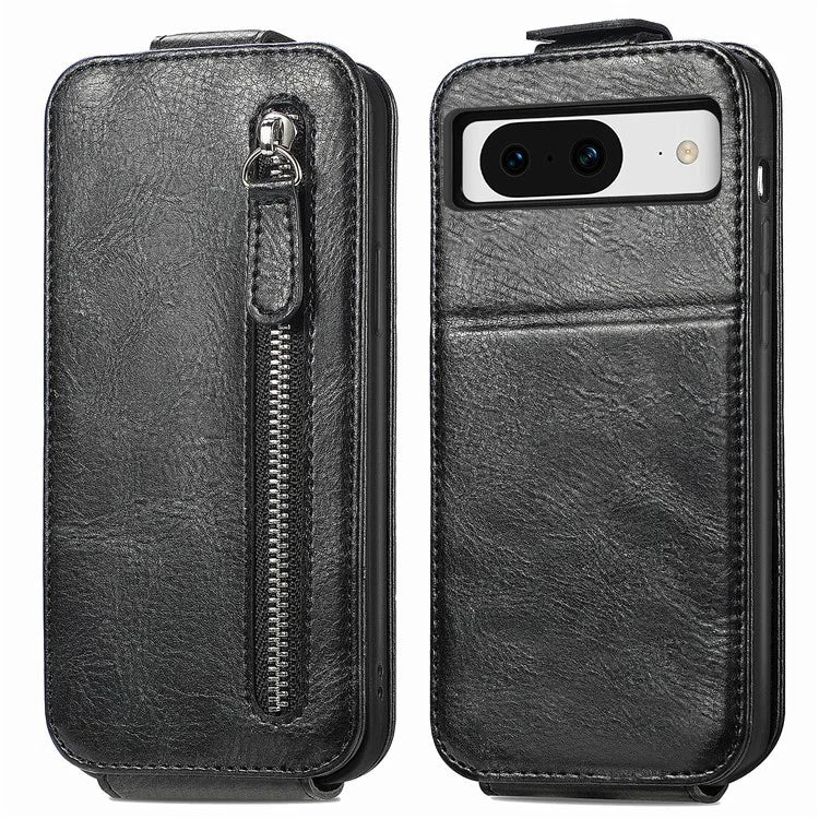 For Google Pixel 8a Case Zipper Wallet Vertical Flip Leather Phone Cover