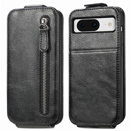 For Google Pixel 8a Case Zipper Wallet Vertical Flip Leather Phone Cover