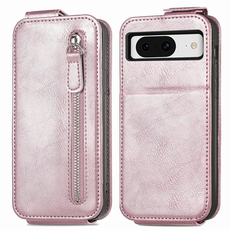 For Google Pixel 8a Case Zipper Wallet Vertical Flip Leather Phone Cover