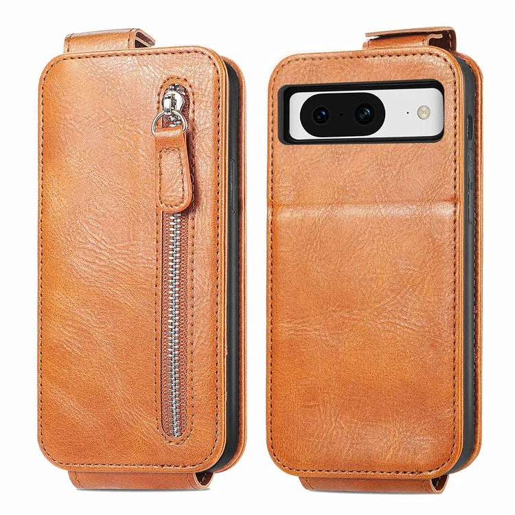 For Google Pixel 8a Case Zipper Wallet Vertical Flip Leather Phone Cover