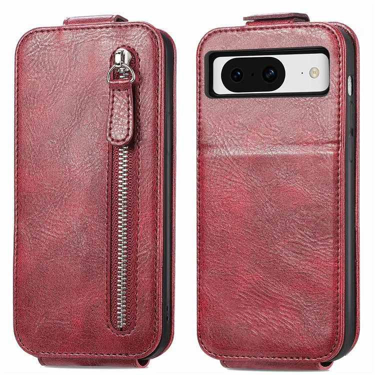 For Google Pixel 8a Case Zipper Wallet Vertical Flip Leather Phone Cover