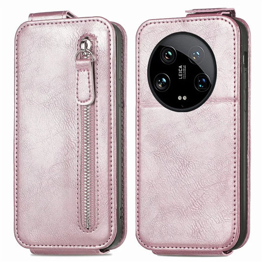 For Xiaomi 14 Ultra Anti-scratch Case Vertical Flip Zipper Leather Phone Cover
