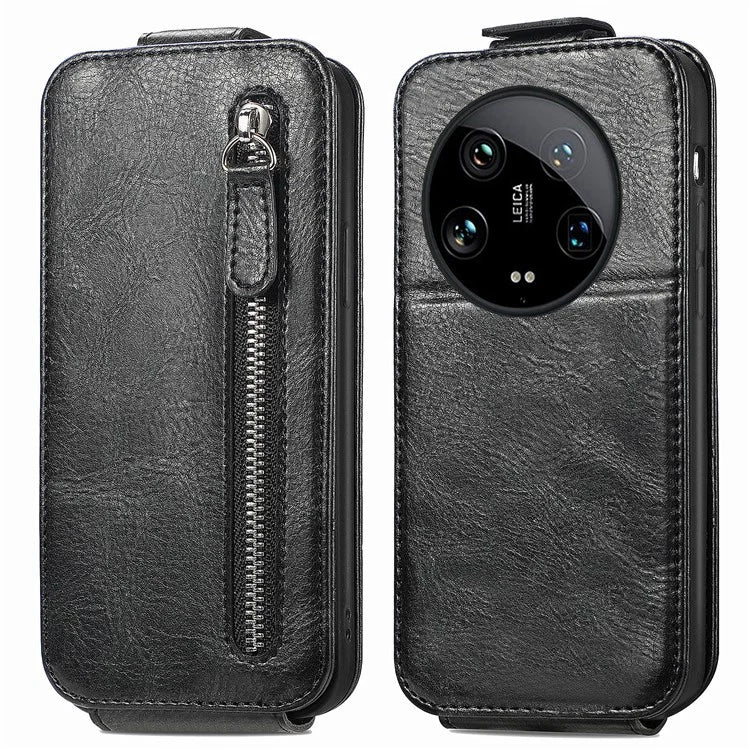 For Xiaomi 14 Ultra Anti-scratch Case Vertical Flip Zipper Leather Phone Cover