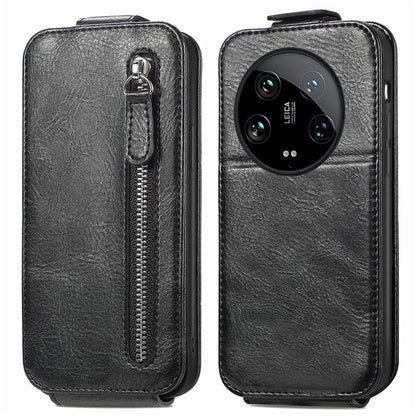 For Xiaomi 14 Ultra Anti-scratch Case Vertical Flip Zipper Leather Phone Cover