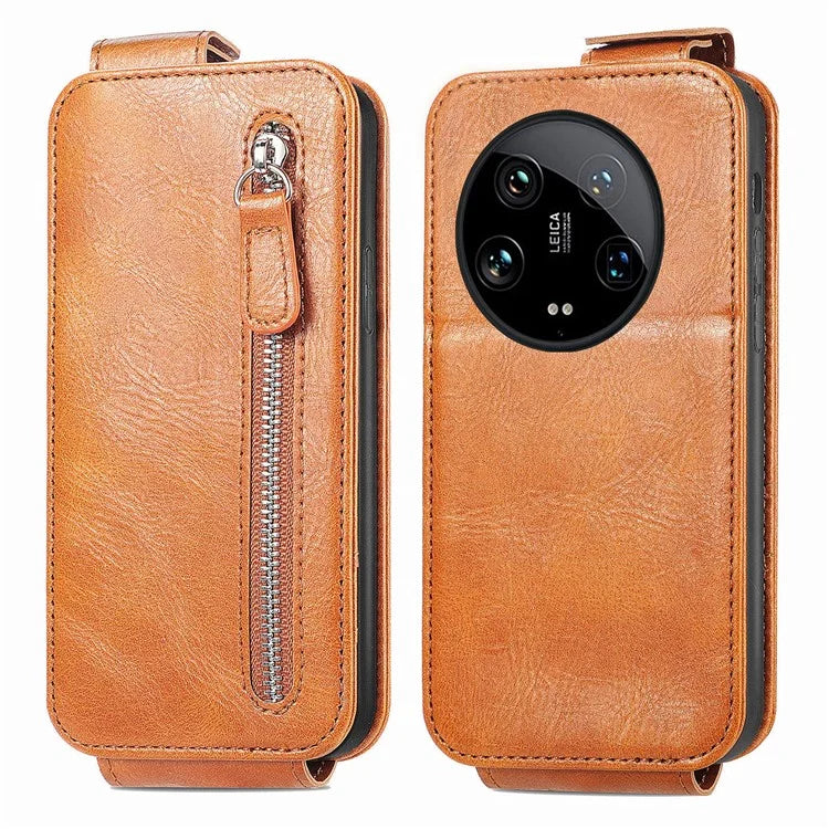 For Xiaomi 14 Ultra Anti-scratch Case Vertical Flip Zipper Leather Phone Cover