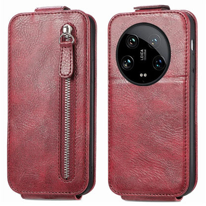 For Xiaomi 14 Ultra Anti-scratch Case Vertical Flip Zipper Leather Phone Cover