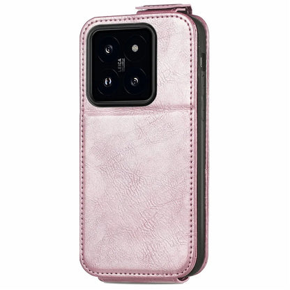 For Xiaomi 14 Pro Case Vertical Flip PU Leather Wallet Phone Cover with Zipper Pocket