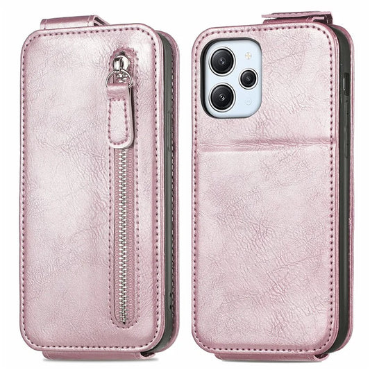 For Xiaomi Poco M6 Pro 5G / Redmi 12 4G / 12 5G (Global) Case Vertical Flip Zipper Leather Phone Cover