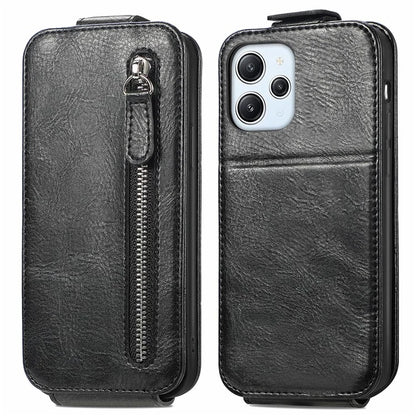For Xiaomi Poco M6 Pro 5G / Redmi 12 4G / 12 5G (Global) Case Vertical Flip Zipper Leather Phone Cover