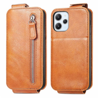 For Xiaomi Poco M6 Pro 5G / Redmi 12 4G / 12 5G (Global) Case Vertical Flip Zipper Leather Phone Cover