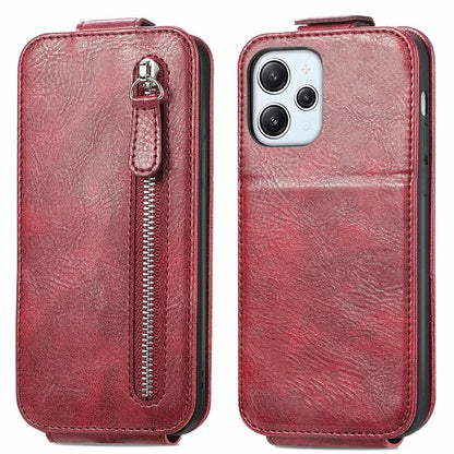 For Xiaomi Poco M6 Pro 5G / Redmi 12 4G / 12 5G (Global) Case Vertical Flip Zipper Leather Phone Cover
