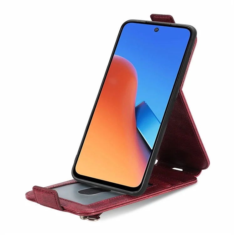 For Xiaomi Poco M6 Pro 5G / Redmi 12 4G / 12 5G (Global) Case Vertical Flip Zipper Leather Phone Cover