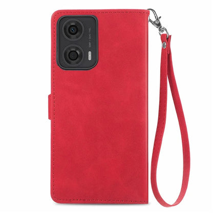 For Motorola Moto E14 4G / G04 4G / G04s 4G / G24 4G Case Flower Zipper Pocket Leather Flip Protective Phone Cover